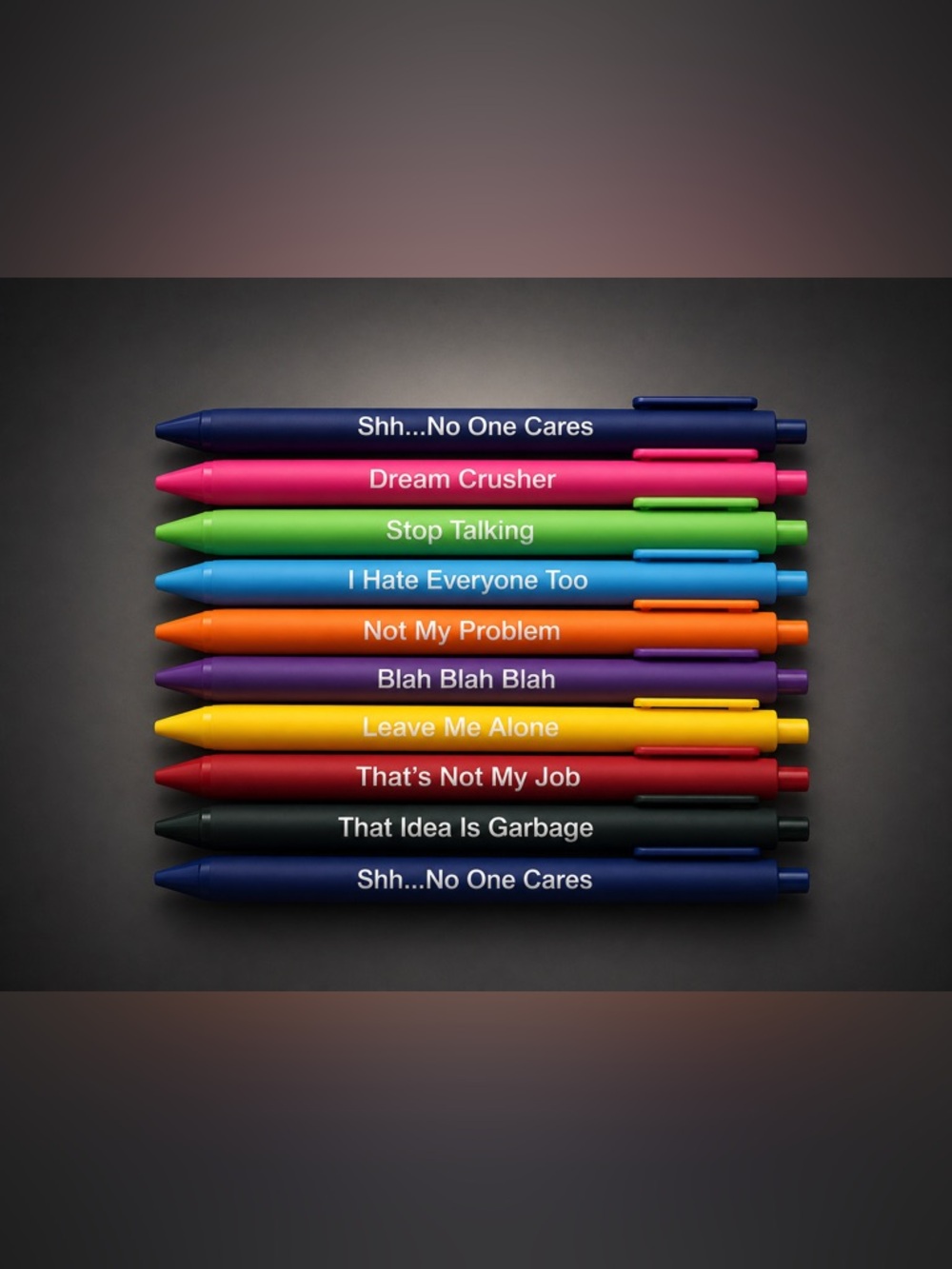 Funny Sarcastic Pens Set 10pc “Leave Me Alone” “Not My Problem” Office Gag Gift